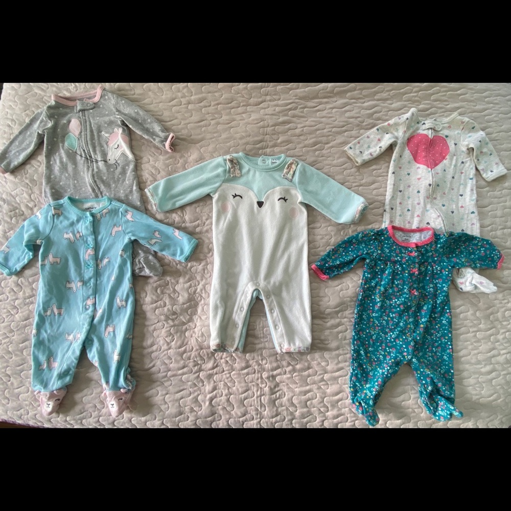 5 Piece Lot Girls 3 Month Pajamas